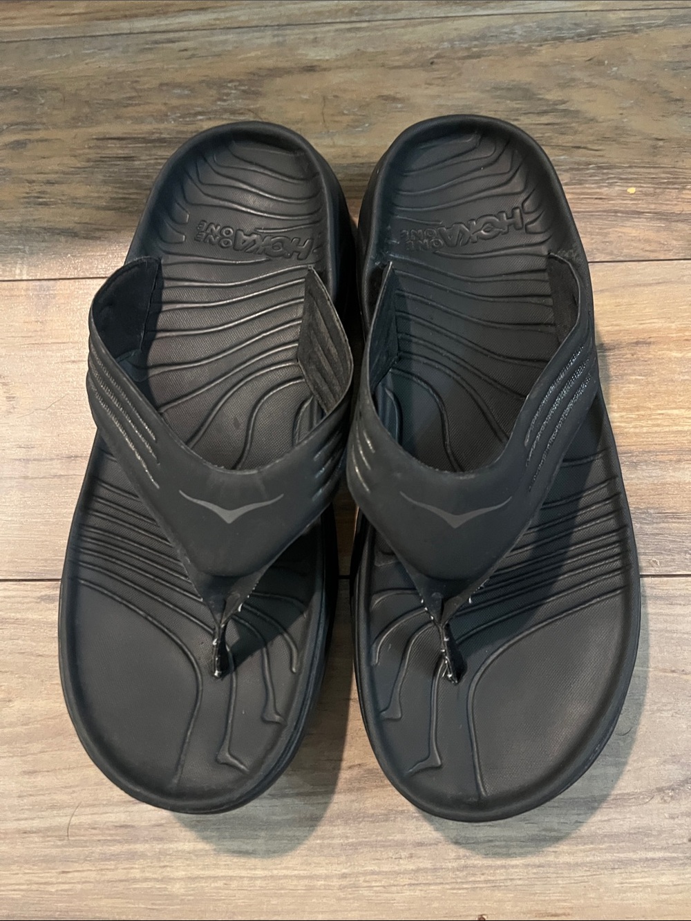 Hoka Men's Black Slip-On Flip Flops size 11.5